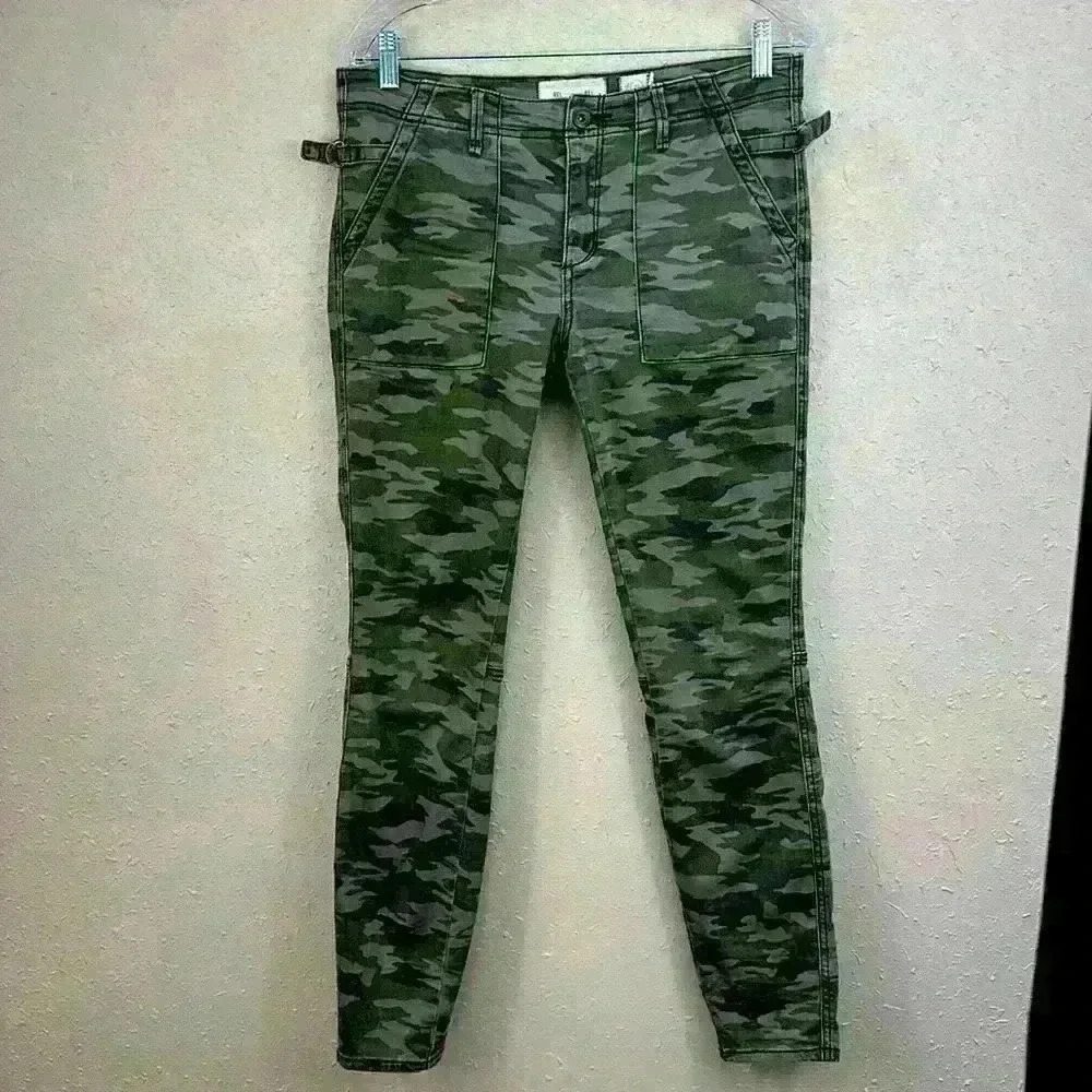 💥Anthropologie Hei Hei Trouser Green Tan Camo Pants Cotton Blend Size 27 VGUC
